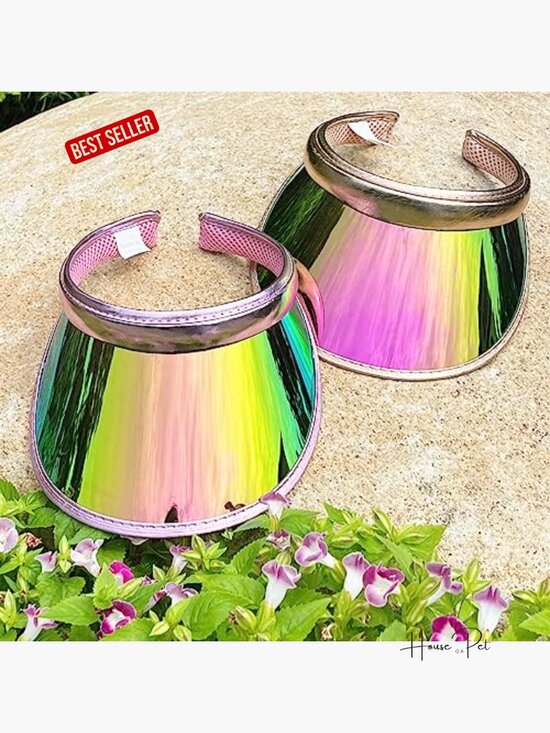 2 Pack Clip-on Sun Visor Hats Clear Iridescent Outdoor Sport Caps main image 6